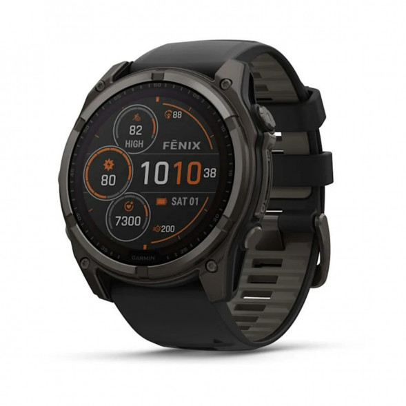 Умные часы Garmin Fenix 8, 51 мм, Solar, Sapphire Carbon Gray DLC Titanium with Black/Pebble Gray Silicone 010-02907-10 в Воронеже