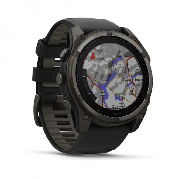 Умные часы Garmin Fenix 8, 51 мм, Solar, Sapphire Carbon Gray DLC Titanium with Black/Pebble Gray Silicone 010-02907-10 в Воронеже