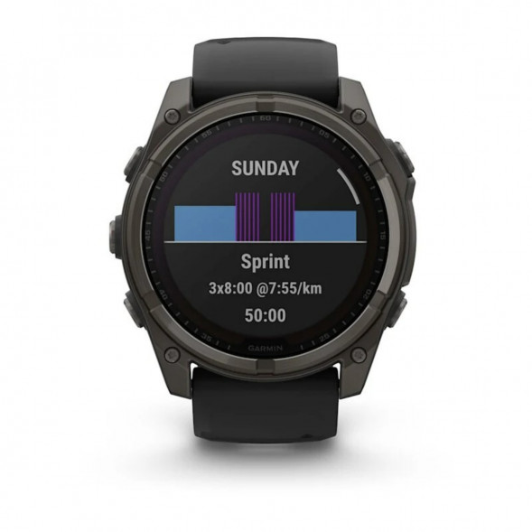 Умные часы Garmin Fenix 8, 51 мм, Solar, Sapphire Carbon Gray DLC Titanium with Black/Pebble Gray Silicone 010-02907-10 в Воронеже