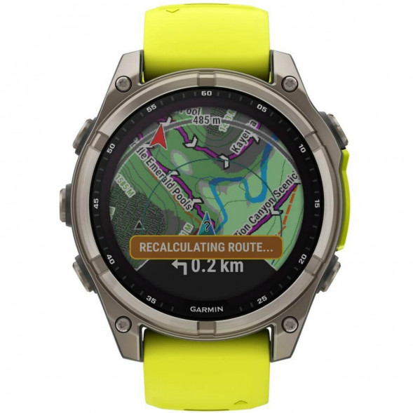 Умные часы Garmin Fenix 8, 51 мм, Solar, Sapphire Titanium with AMP Yellow/Graphite Silicone Band 010-02907-20 в Воронеже