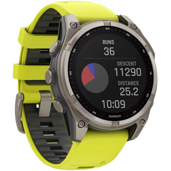 Умные часы Garmin Fenix 8, 51 мм, Solar, Sapphire Titanium with AMP Yellow/Graphite Silicone Band 010-02907-20 в Воронеже